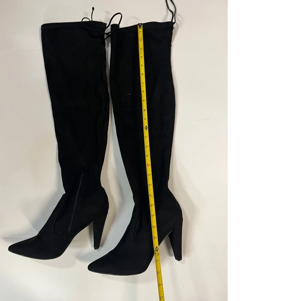 French Connection Womens Black Faux Suede Over The Knee Thigh High Boots Size 11